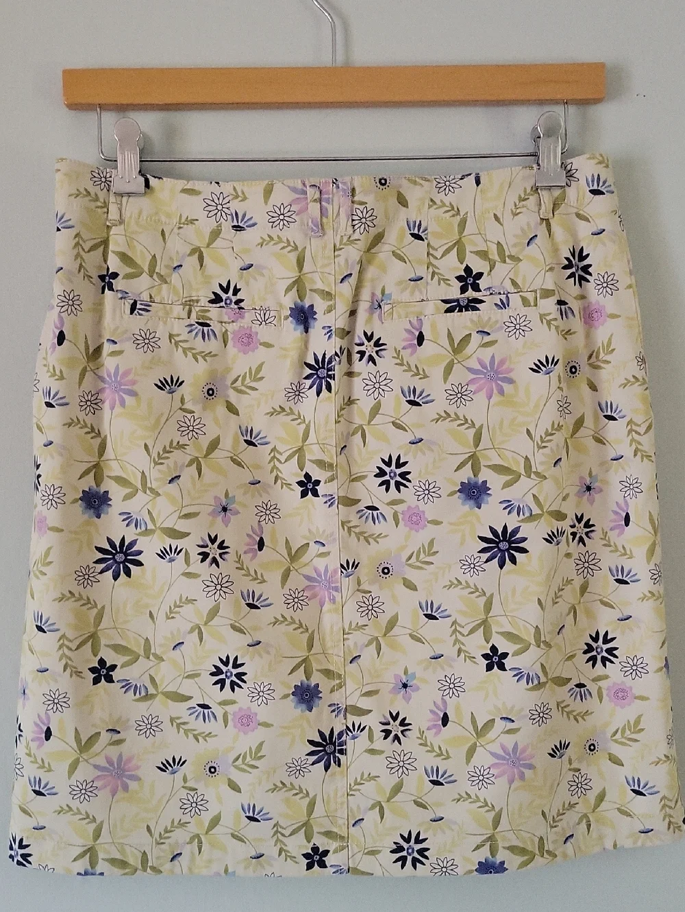 J. Jill Cream A-Line Skirt with Blue and Lavender Floral Print - Picture 4 of 5